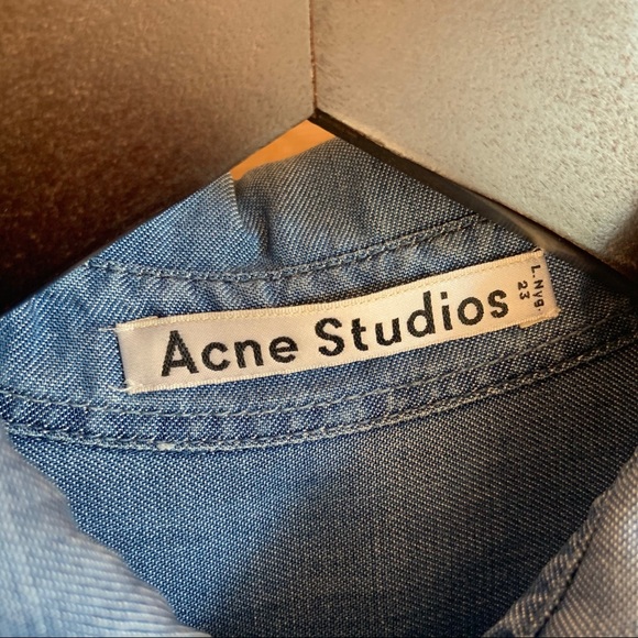 Acne Studios Wave Frayed Denim Shirt - Picture 3 of 6